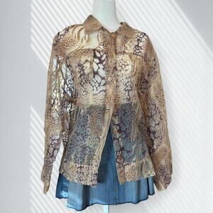 Bamboo traders earthy patchwork print button up